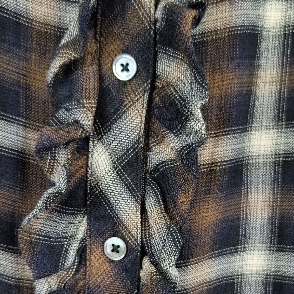 Peruvian Connection Ruffled Button Front Plaid Shirt Top Size M - Picture 4 of 8